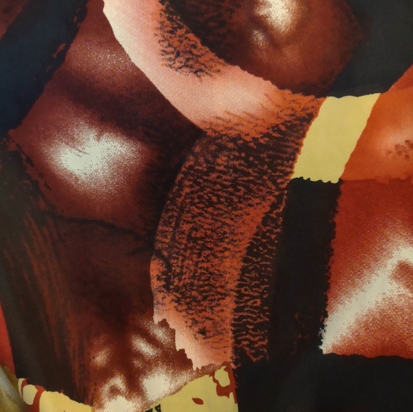 SERE NADE Abstract Print Peplum Blouse Black Cream Gold Dusty Pink - Picture 11 of 12